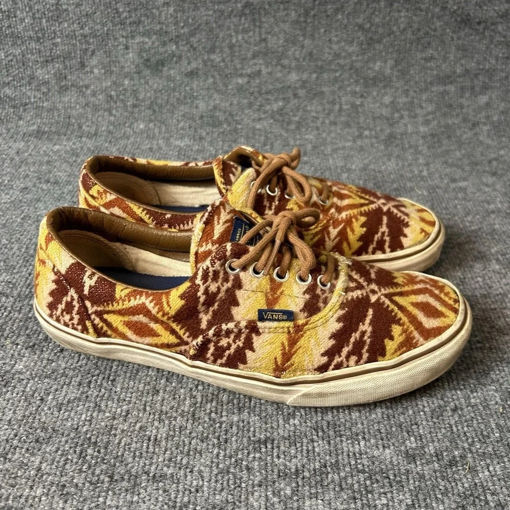 Vans Era Pendleton Shoes Mens Size 10.5 Brown Wool Geometric Pattern Sneakers